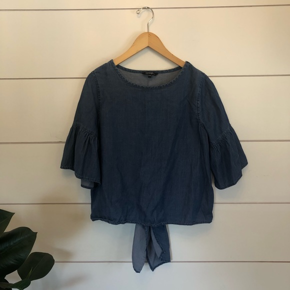 GEORGE denim style tie-back top - Picture 2 of 8